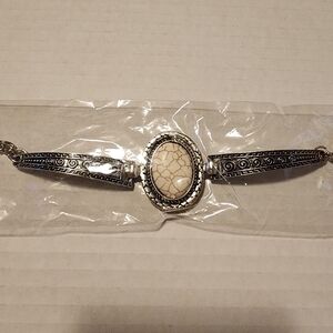 Source Unknown Silver and Cream Bracelet